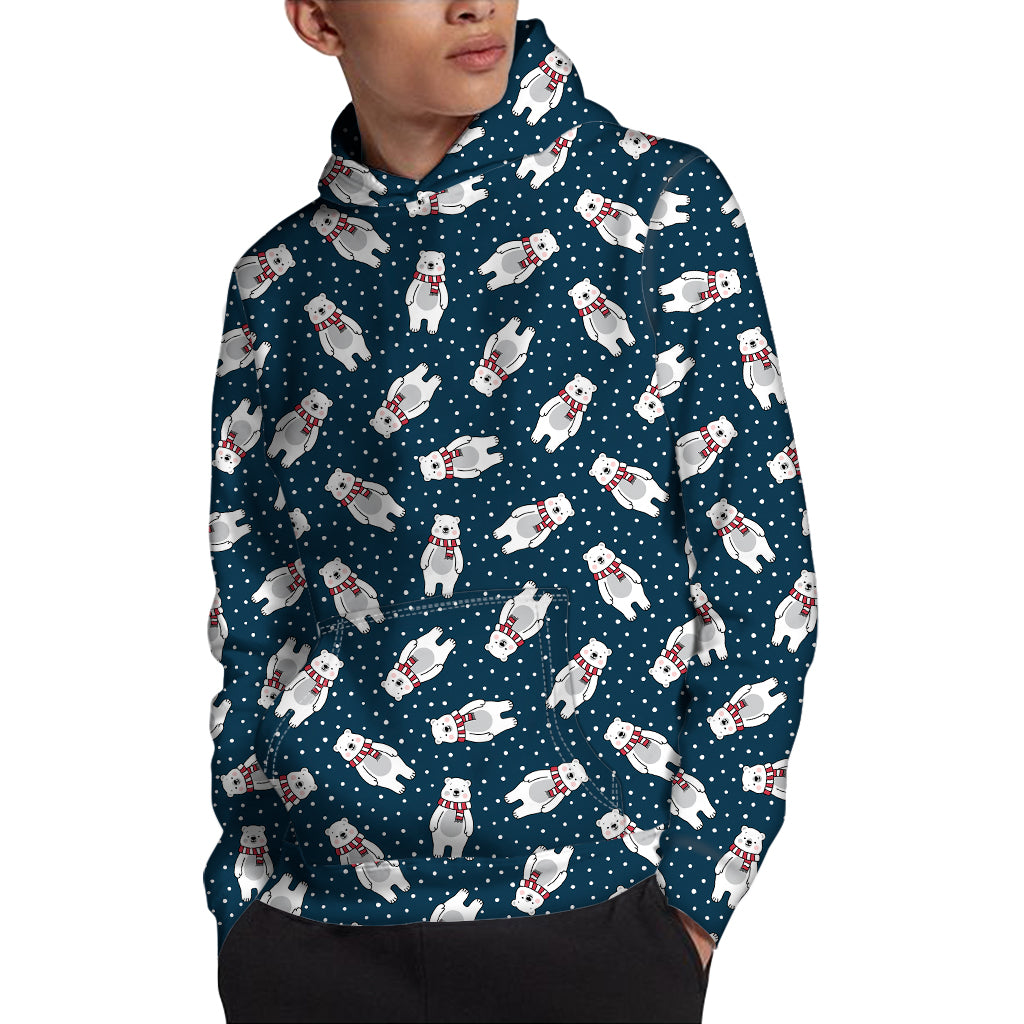 Christmas Polar Bear Pattern Print Pullover Hoodie