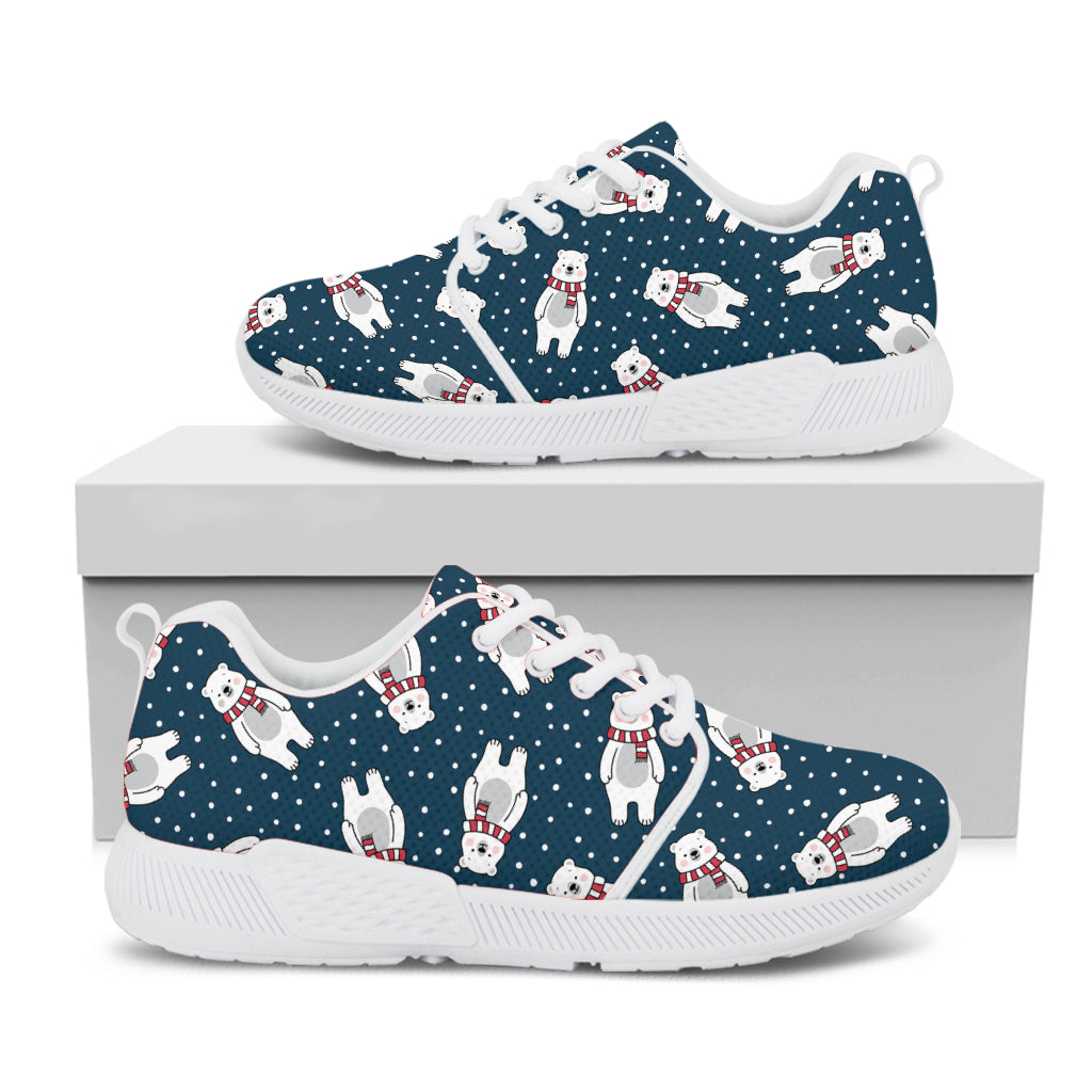 Christmas Polar Bear Pattern Print White Athletic Shoes