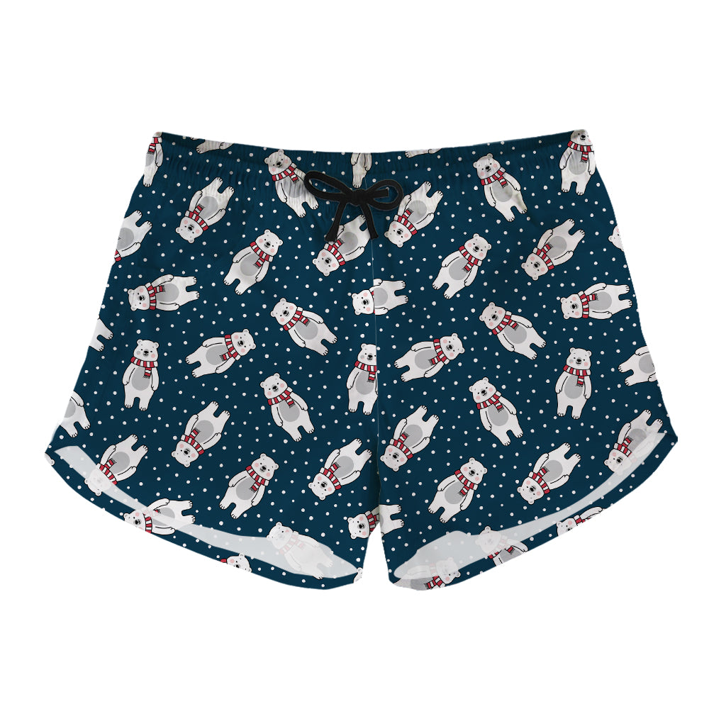 Christmas Polar Bear Pattern Print Women's Shorts