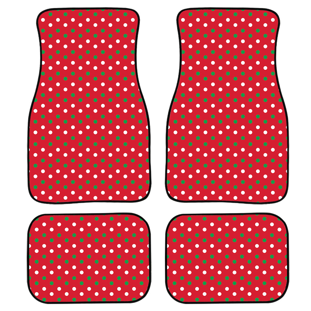 Christmas Polka Dot Pattern Print Front and Back Car Floor Mats