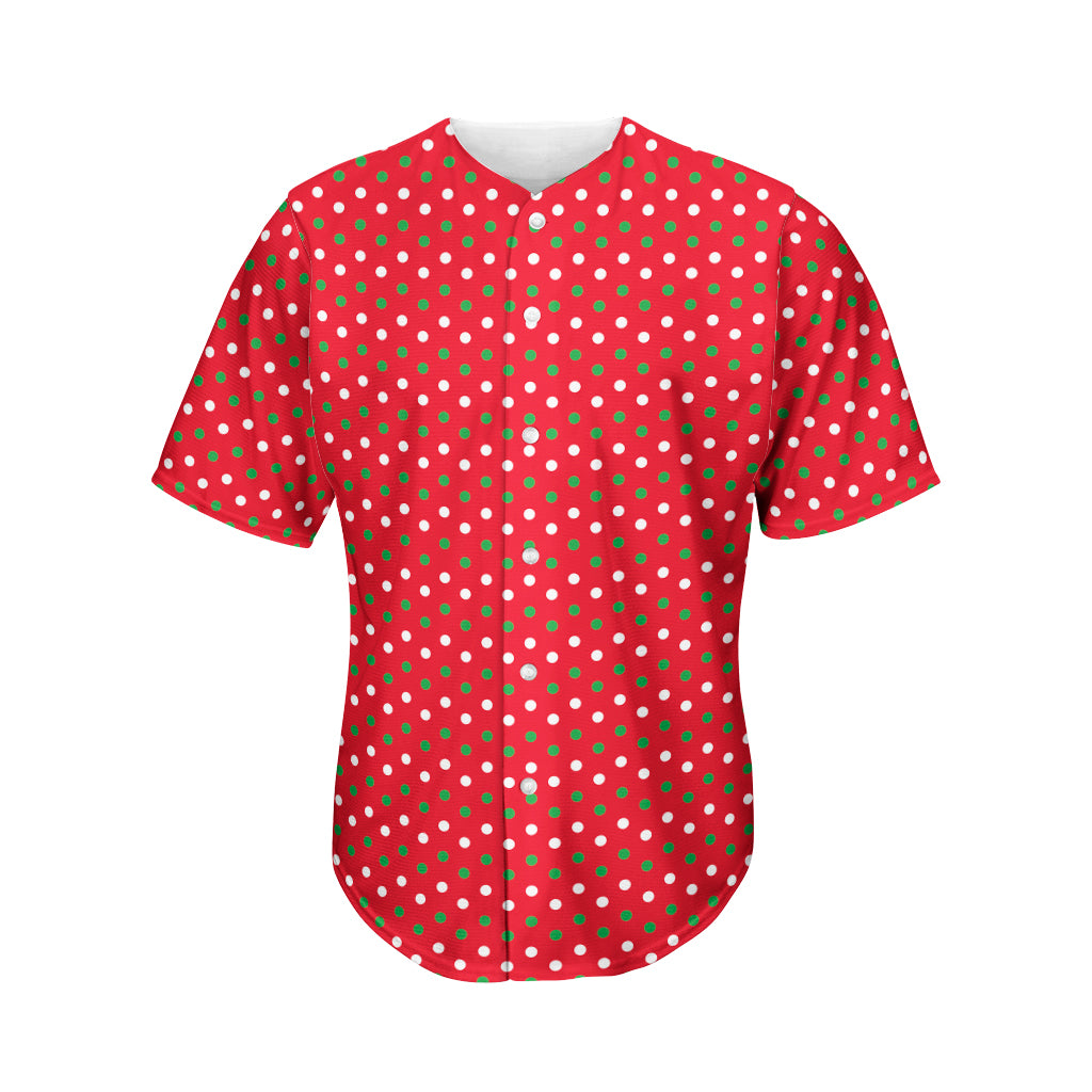 Christmas Polka Dot Pattern Print Men's Baseball Jersey