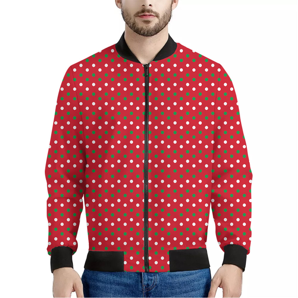 Christmas Polka Dot Pattern Print Men's Bomber Jacket