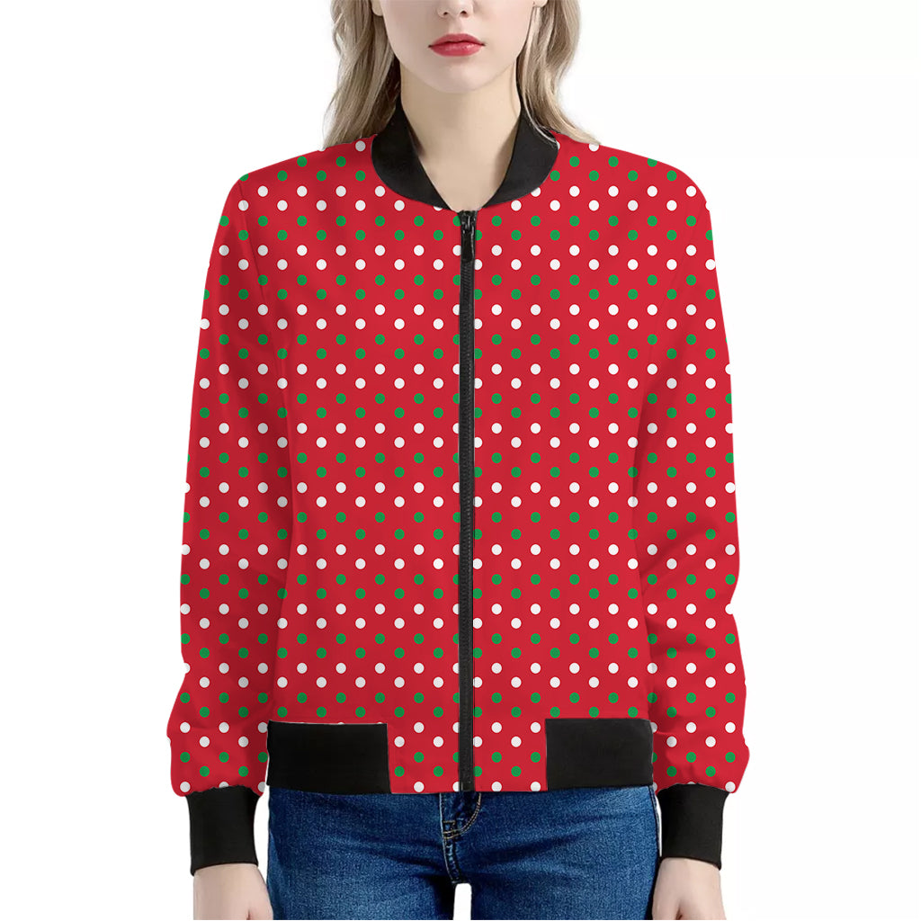 Christmas Polka Dot Pattern Print Women's Bomber Jacket