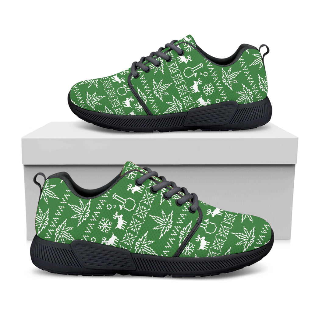 Christmas Pot Leaf Pattern Print Black Athletic Shoes