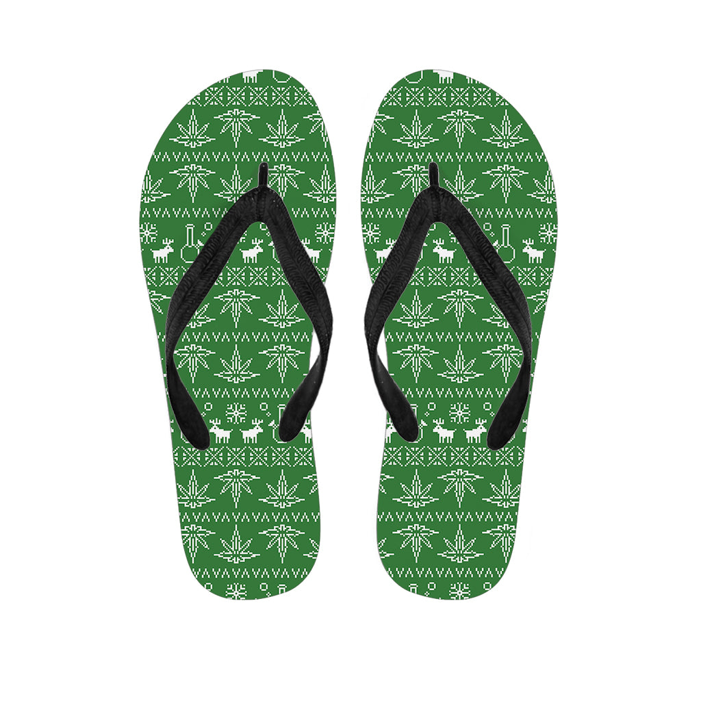 Christmas Pot Leaf Pattern Print Flip Flops