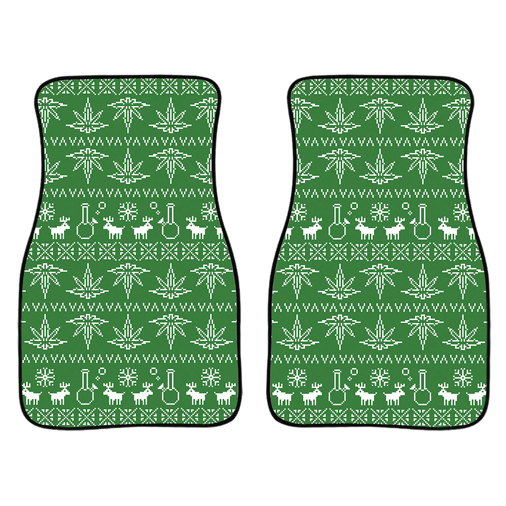 Christmas Pot Leaf Pattern Print Front Car Floor Mats