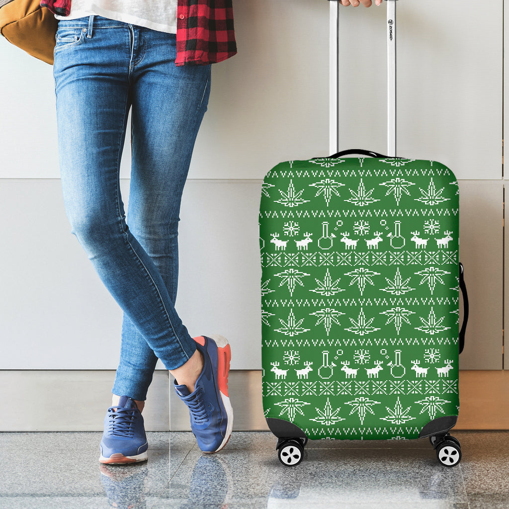 Christmas Pot Leaf Pattern Print Luggage Cover