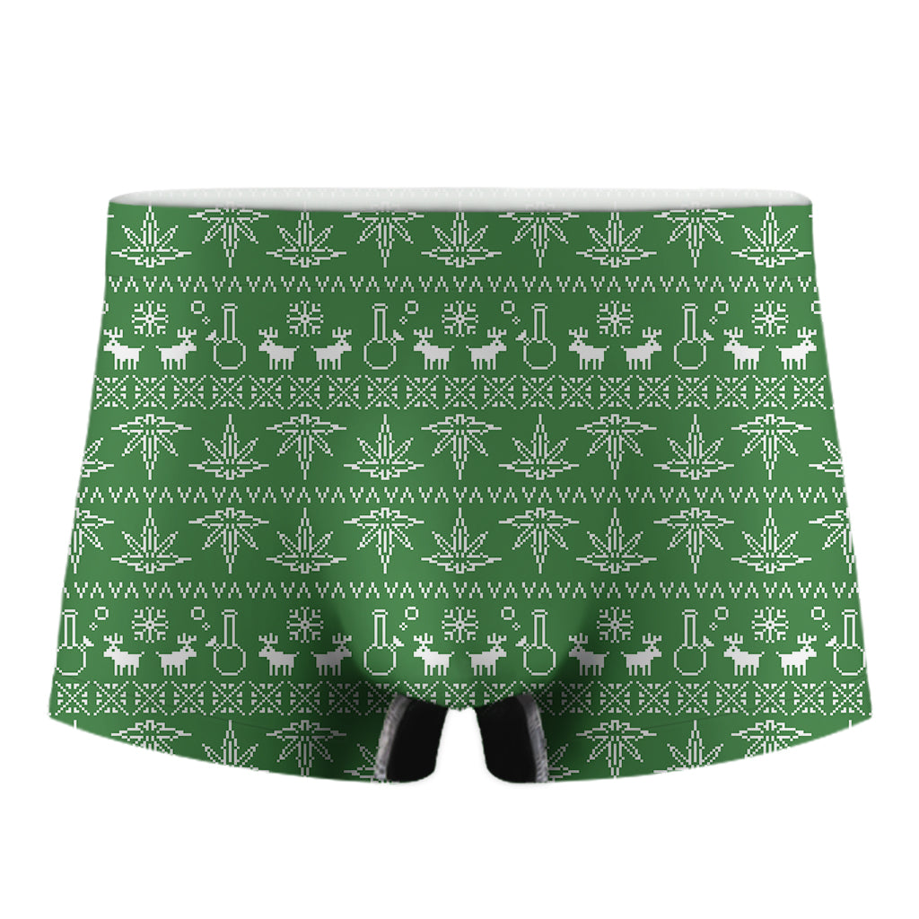 Christmas Pot Leaf Pattern Print Men's Boxer Briefs