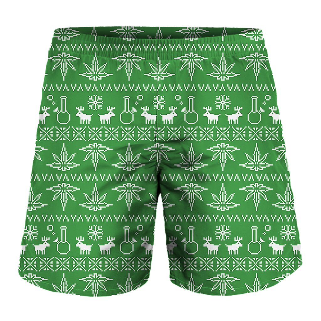 Christmas Pot Leaf Pattern Print Men's Shorts