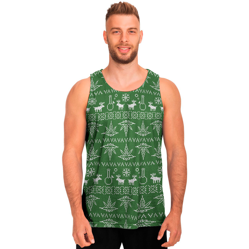 Christmas Pot Leaf Pattern Print Men's Tank Top