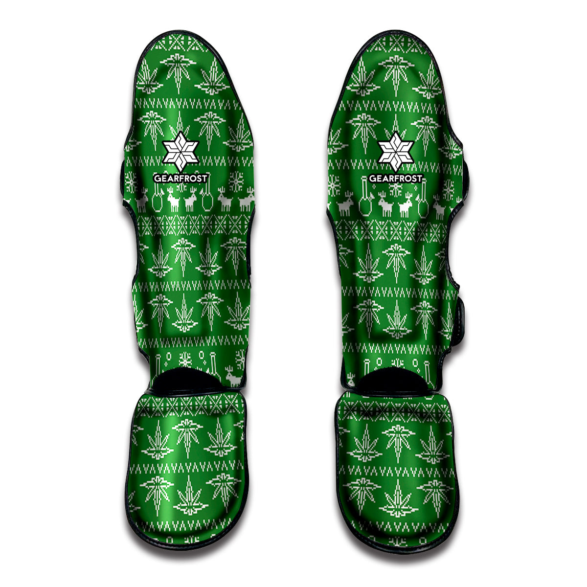 Christmas Pot Leaf Pattern Print Muay Thai Shin Guards