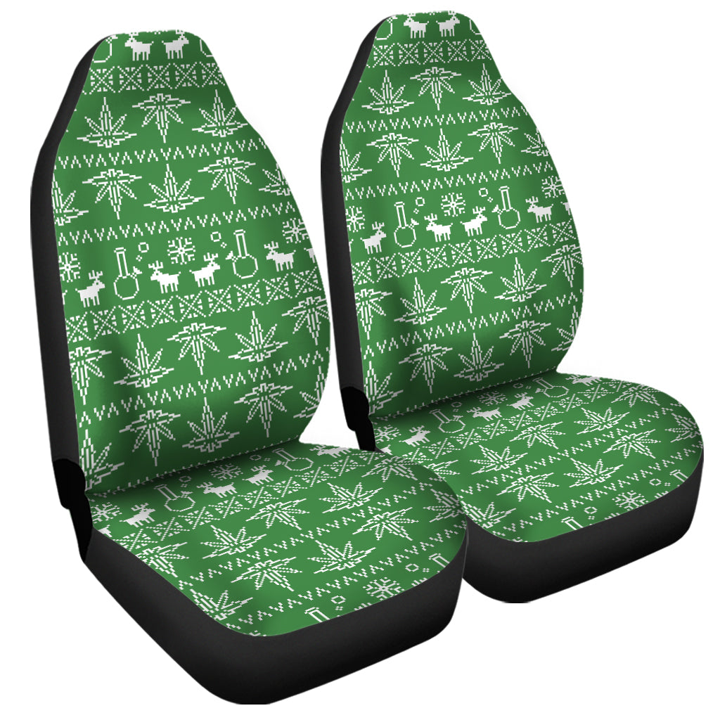 Christmas Pot Leaf Pattern Print Universal Fit Car Seat Covers