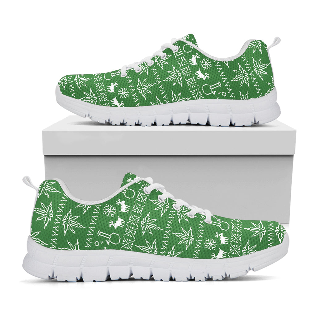 Christmas Pot Leaf Pattern Print White Sneakers