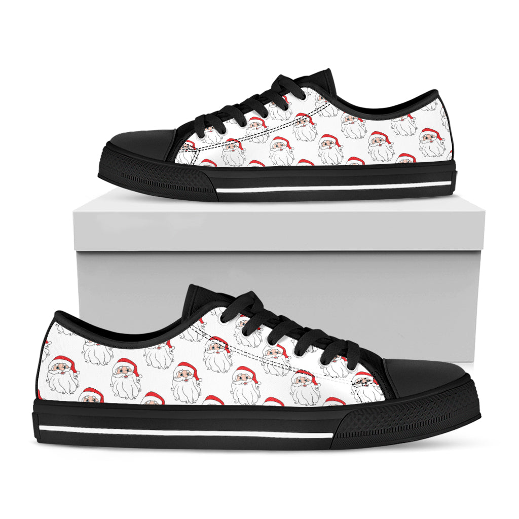 Christmas Santa Claus Pattern Print Black Low Top Shoes