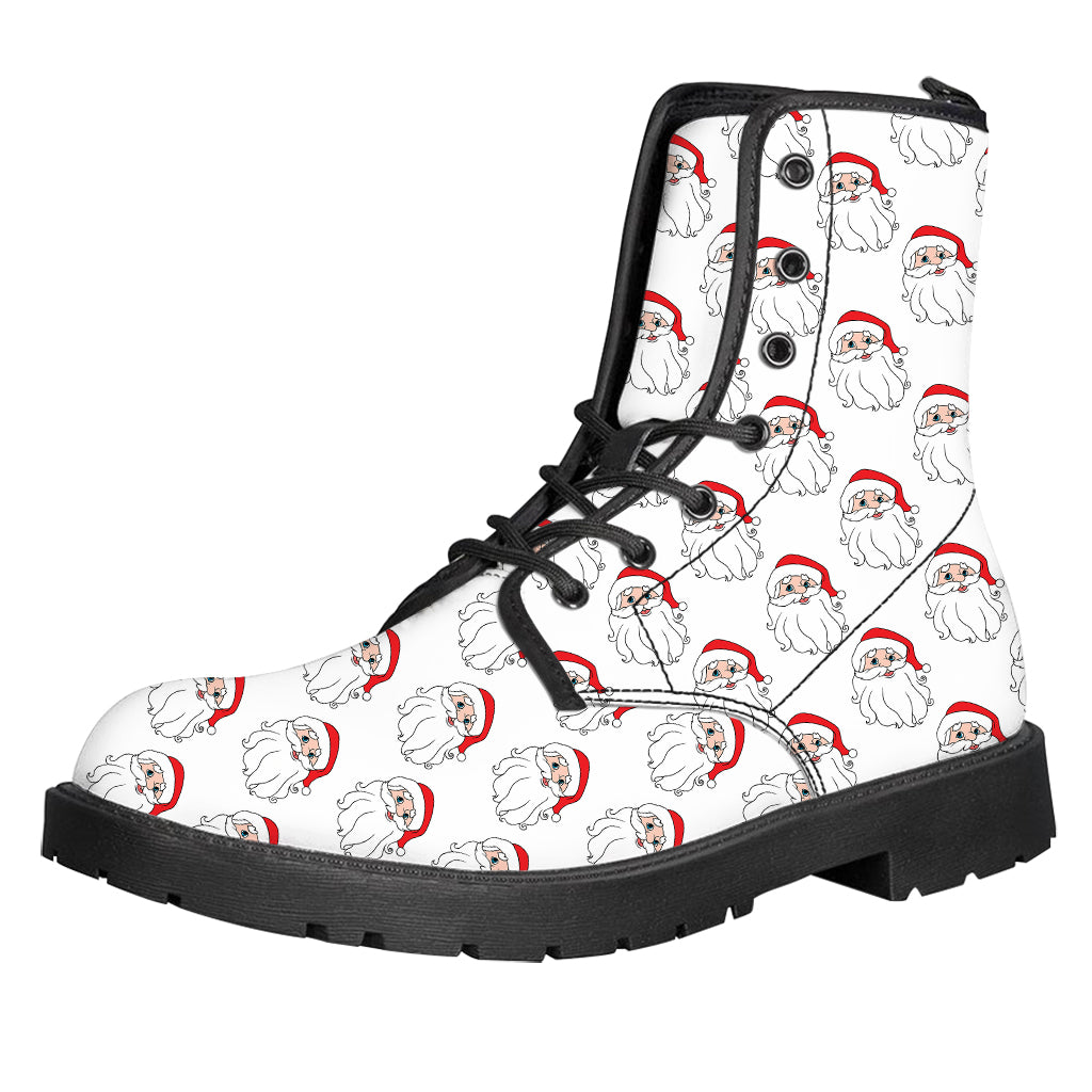 Christmas Santa Claus Pattern Print Leather Boots