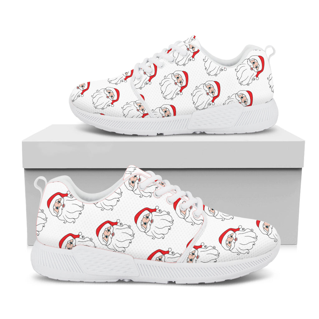 Christmas Santa Claus Pattern Print White Athletic Shoes