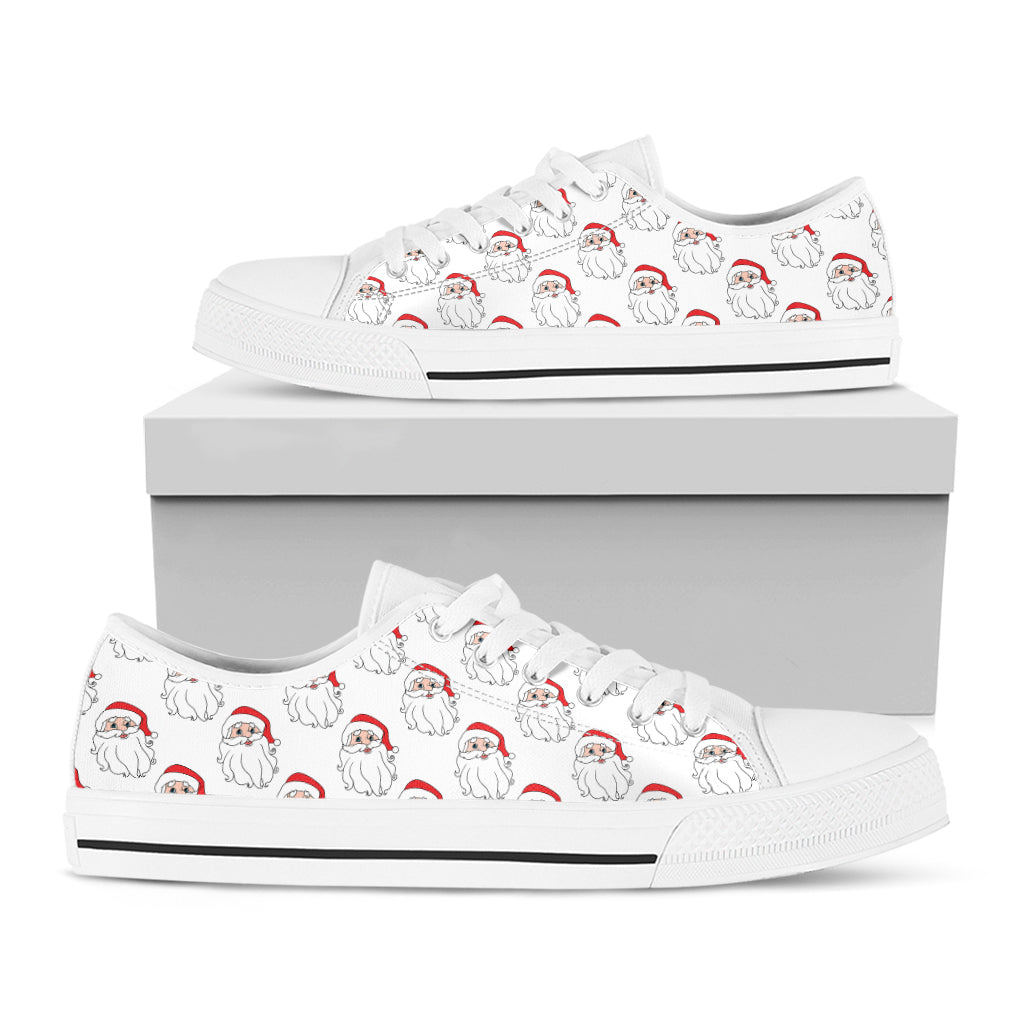 Christmas Santa Claus Pattern Print White Low Top Shoes