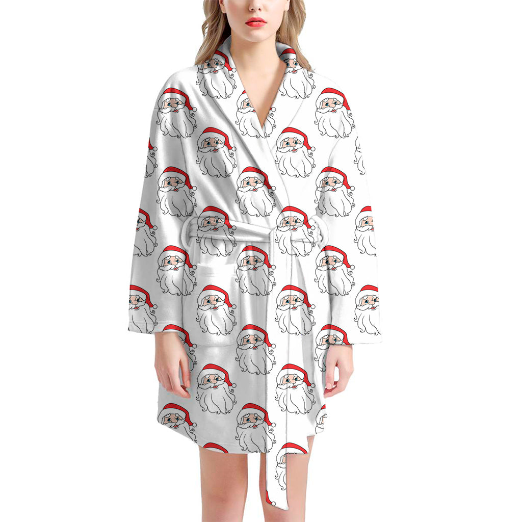 Christmas Santa Claus Pattern Print Women's Bathrobe