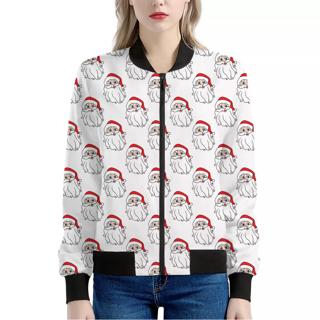 Christmas Santa Claus Pattern Print Women's Bomber Jacket