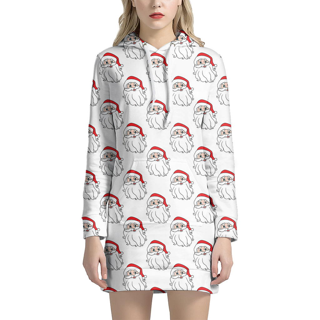 Christmas Santa Claus Pattern Print Women's Pullover Hoodie Dress