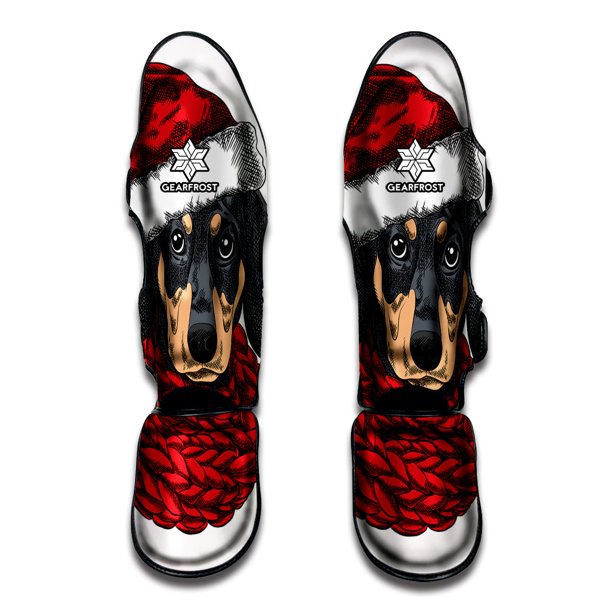 Christmas Santa Dachshund Print Muay Thai Shin Guards