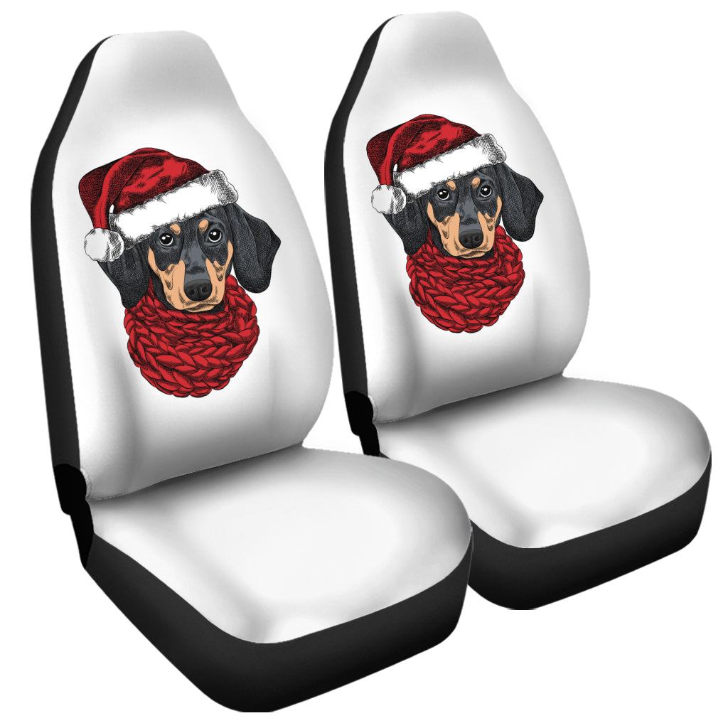 Christmas Santa Dachshund Print Universal Fit Car Seat Covers