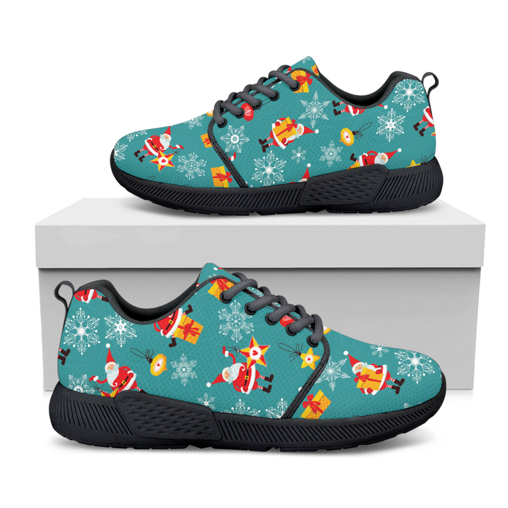 Christmas Santa Gift Pattern Print Black Athletic Shoes