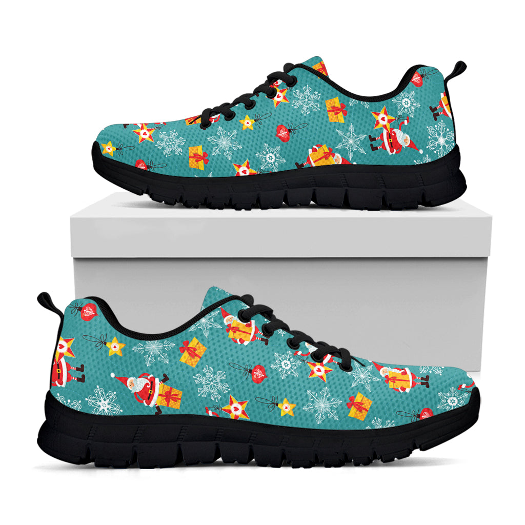 Christmas Santa Gift Pattern Print Black Sneakers