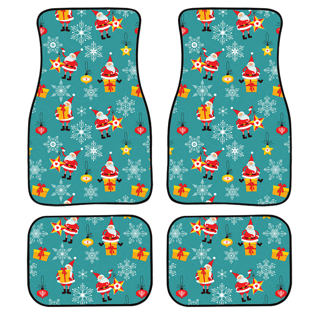 Christmas Santa Gift Pattern Print Front and Back Car Floor Mats