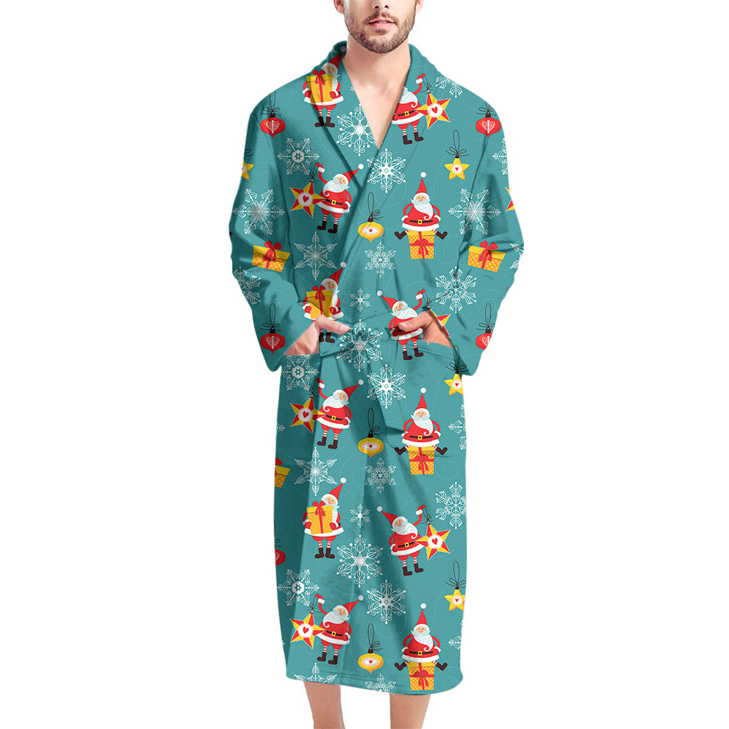 Christmas Santa Gift Pattern Print Men's Bathrobe