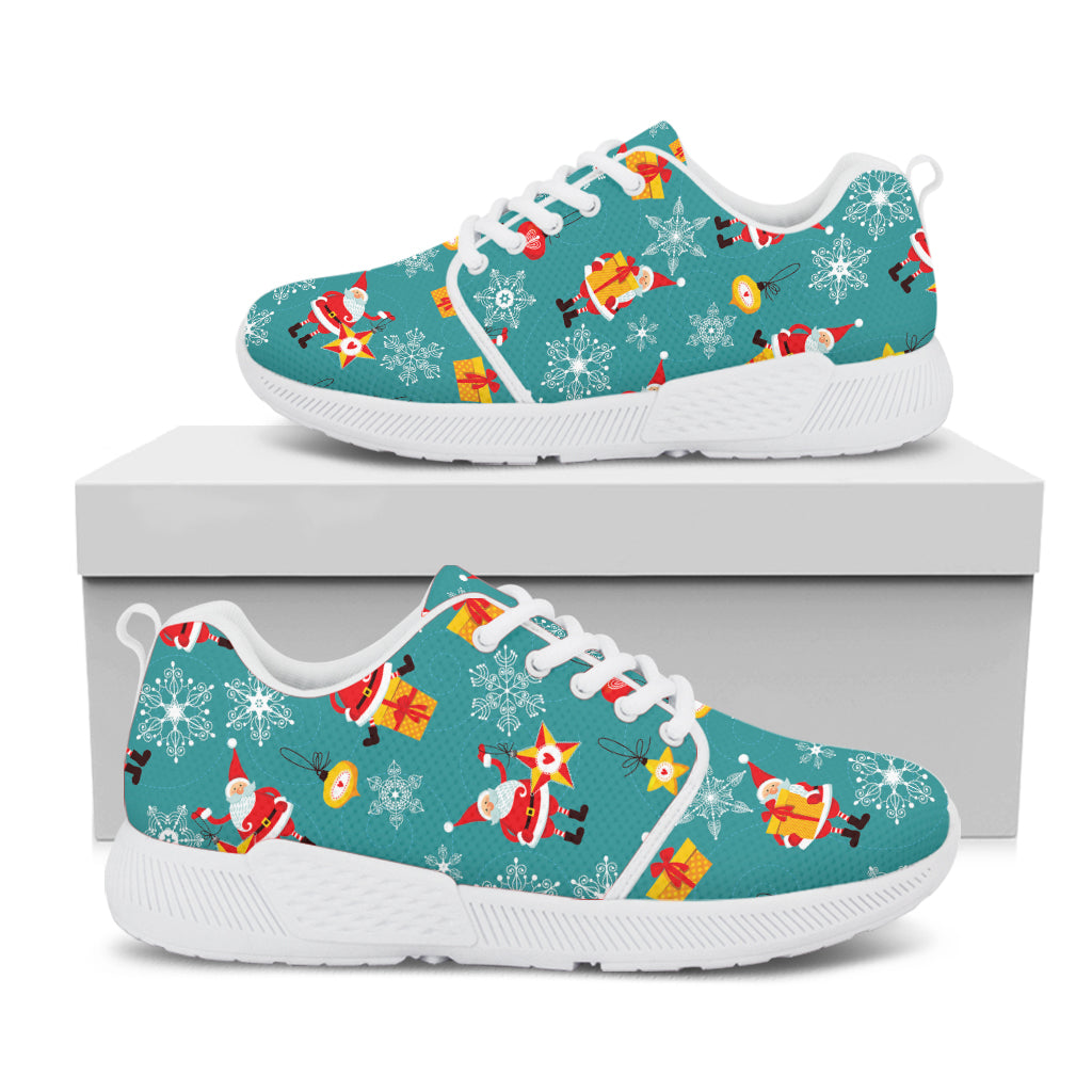 Christmas Santa Gift Pattern Print White Athletic Shoes