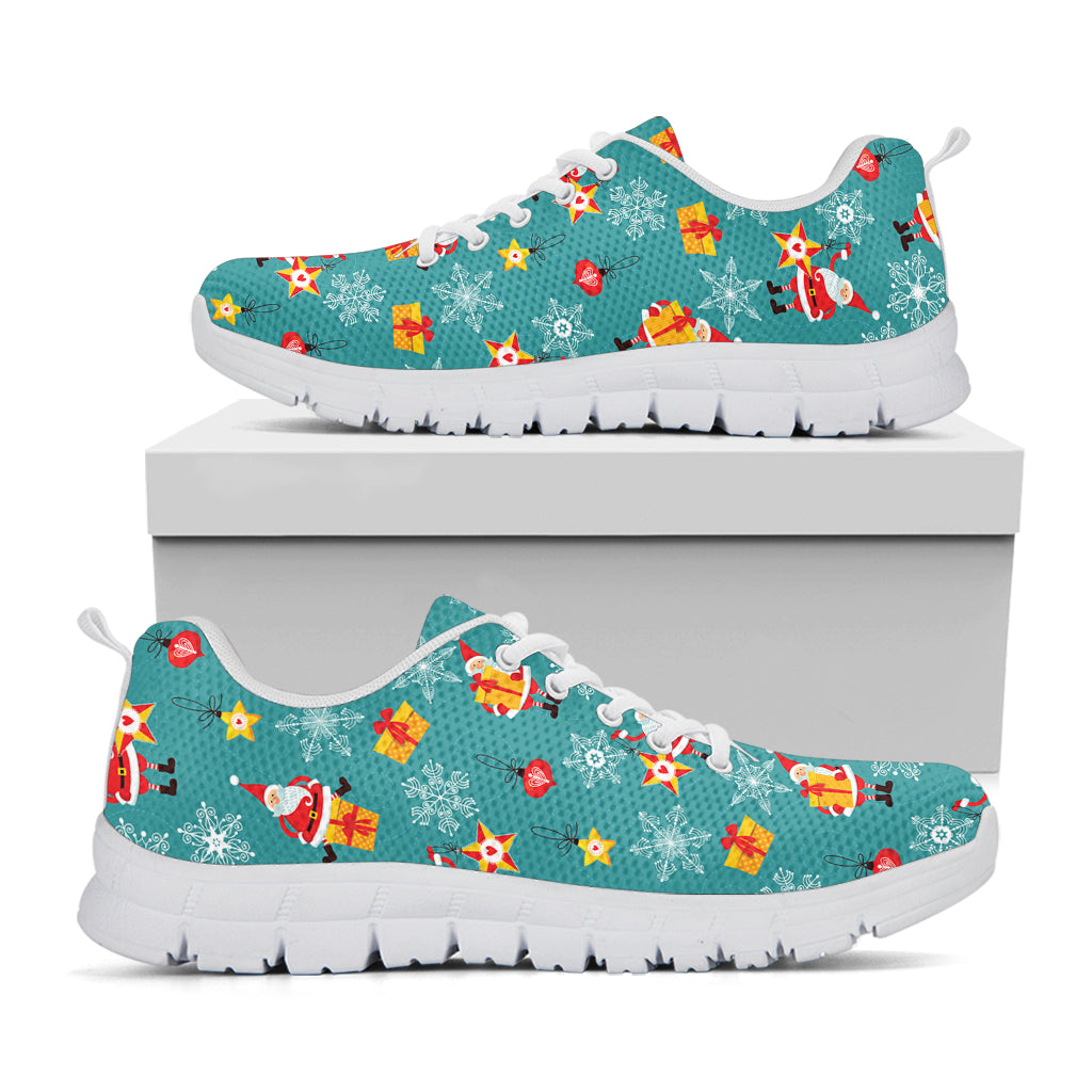 Christmas Santa Gift Pattern Print White Sneakers