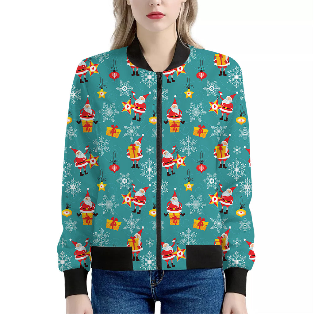 Christmas Santa Gift Pattern Print Women's Bomber Jacket