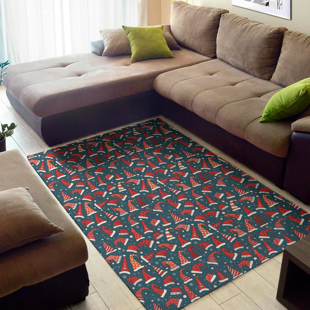 Christmas Santa Hats Pattern Print Area Rug