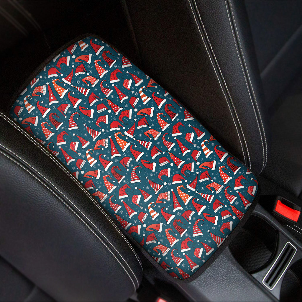 Christmas Santa Hats Pattern Print Car Center Console Cover