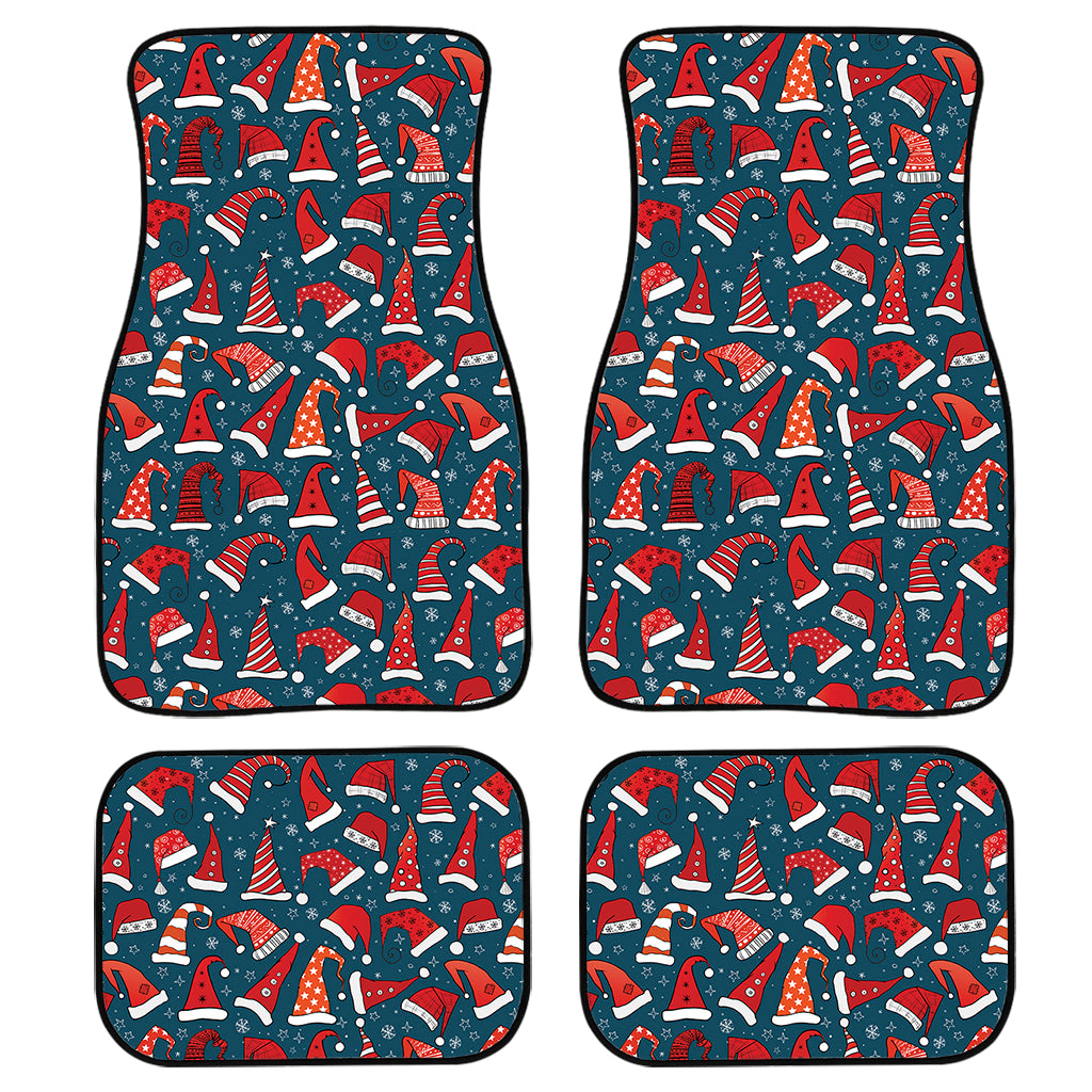 Christmas Santa Hats Pattern Print Front and Back Car Floor Mats