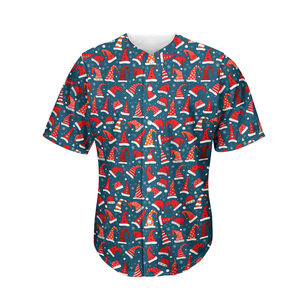 Christmas Santa Hats Pattern Print Men's Baseball Jersey