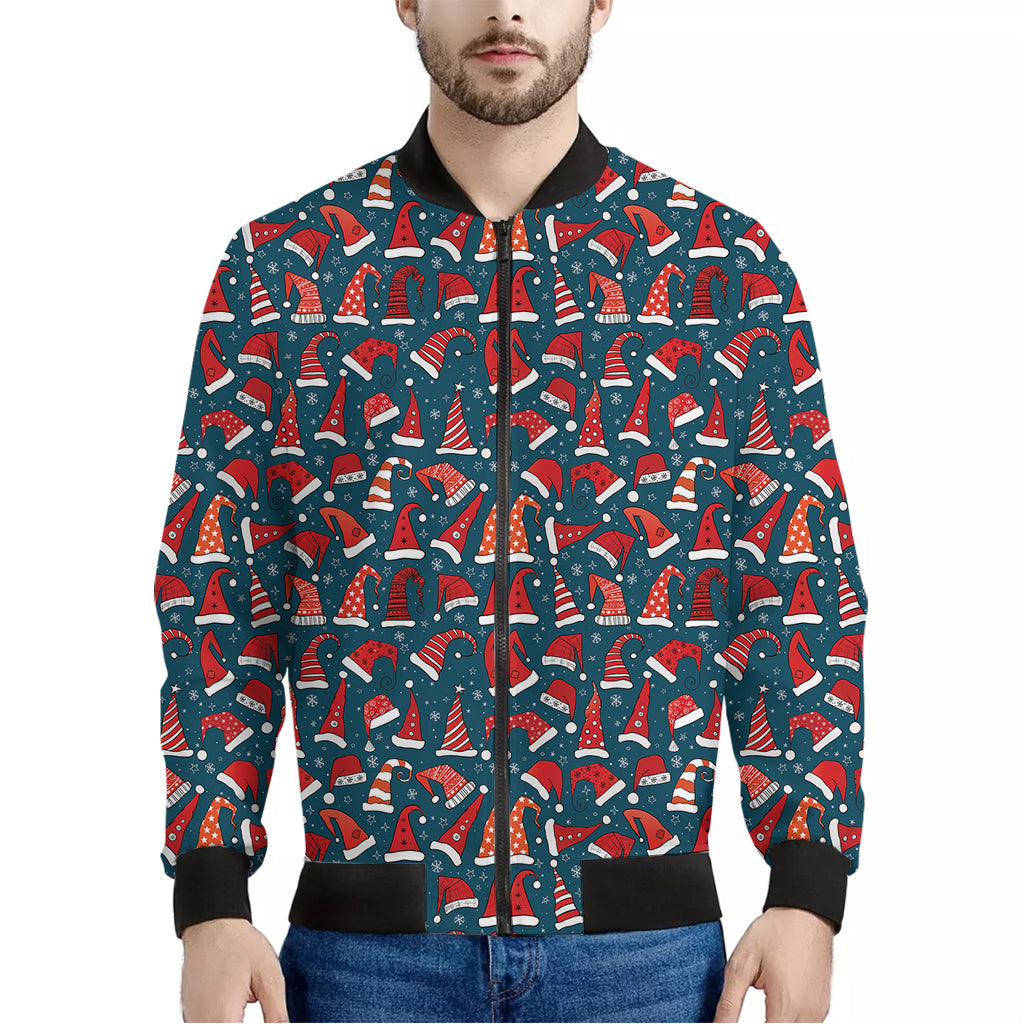 Christmas Santa Hats Pattern Print Men's Bomber Jacket