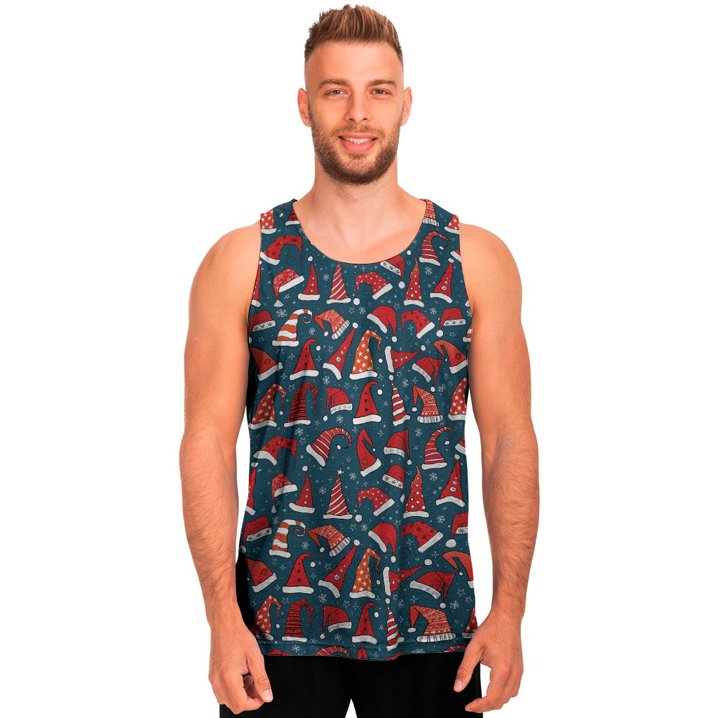 Christmas Santa Hats Pattern Print Men's Tank Top