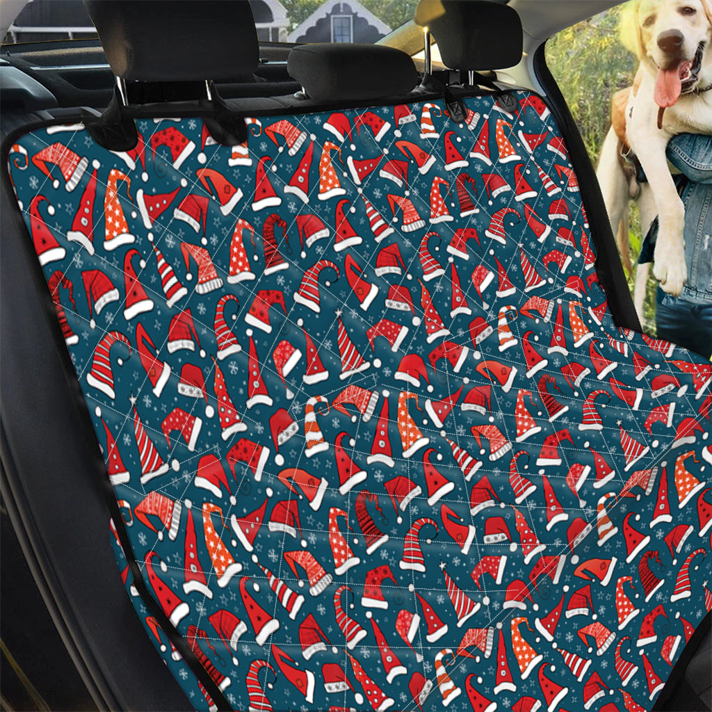 Christmas Santa Hats Pattern Print Pet Car Back Seat Cover