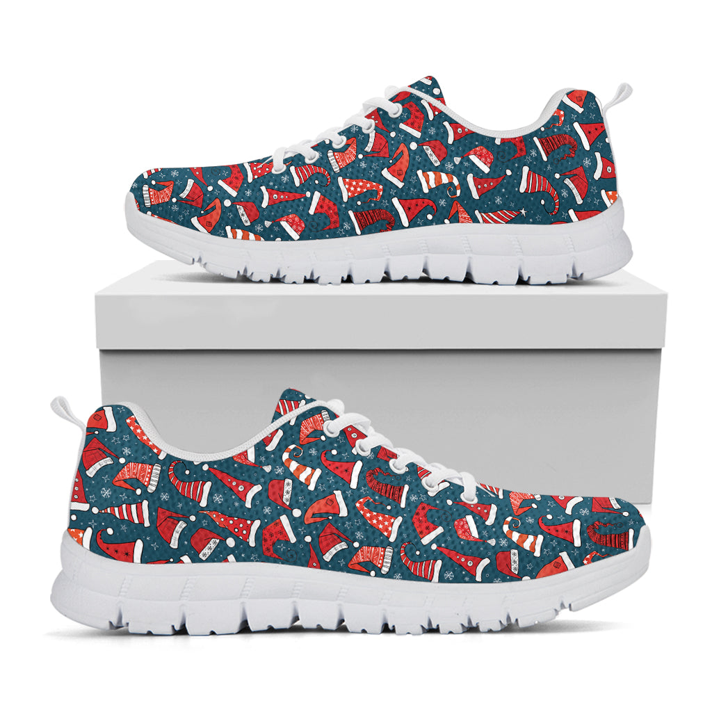 Christmas Santa Hats Pattern Print White Sneakers