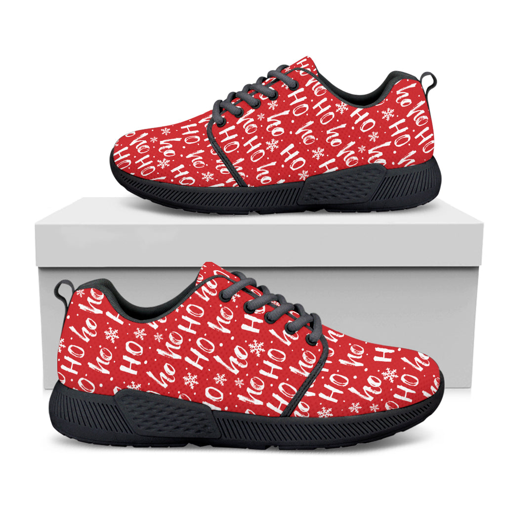 Christmas Santa Laugh Pattern Print Black Athletic Shoes