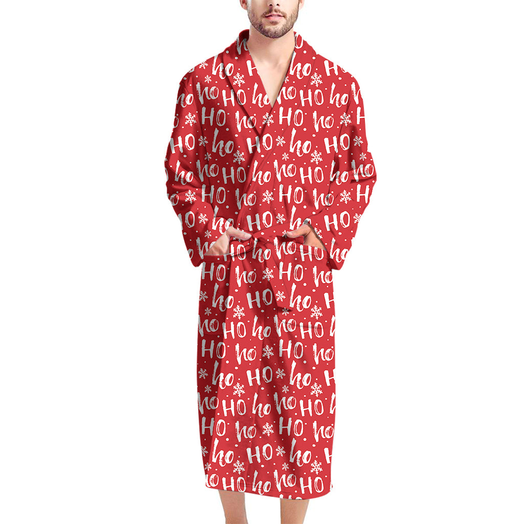 Christmas Santa Laugh Pattern Print Men's Bathrobe