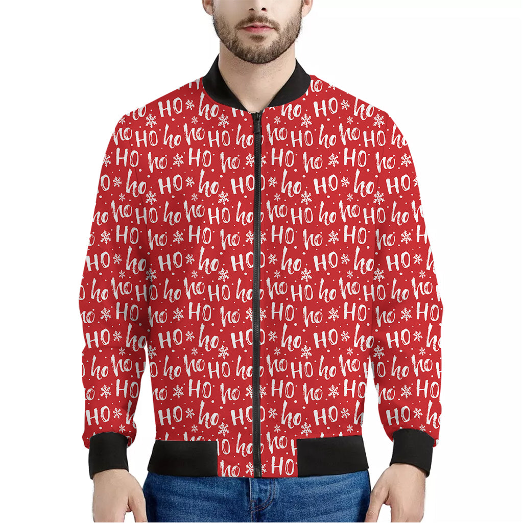 Christmas Santa Laugh Pattern Print Men's Bomber Jacket