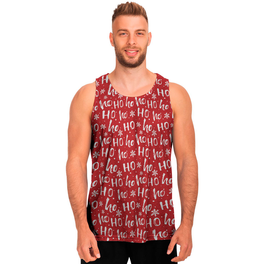 Christmas Santa Laugh Pattern Print Men's Tank Top