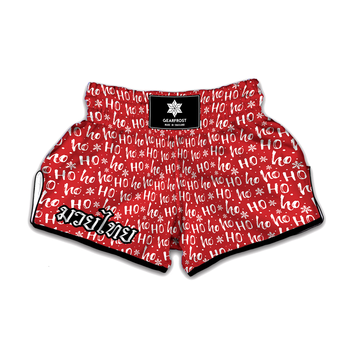 Christmas Santa Laugh Pattern Print Muay Thai Boxing Shorts