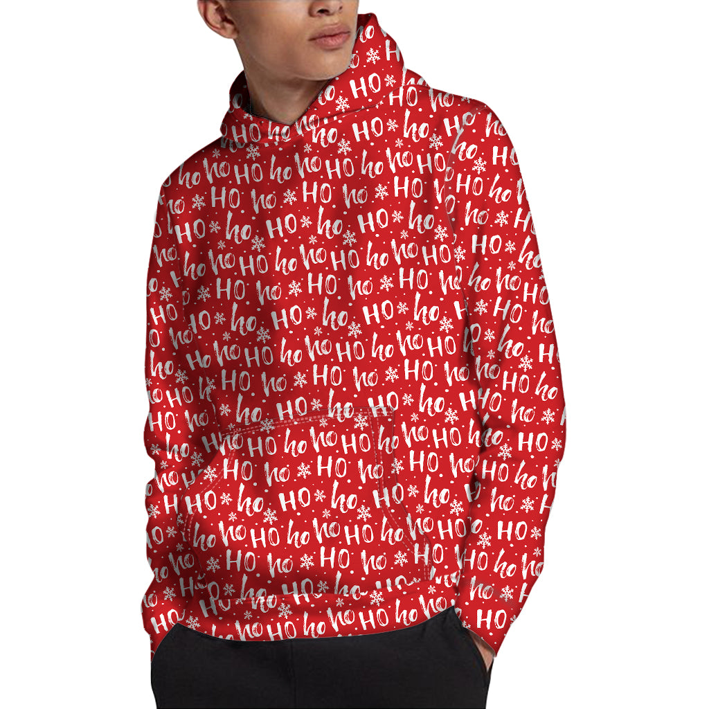 Christmas Santa Laugh Pattern Print Pullover Hoodie