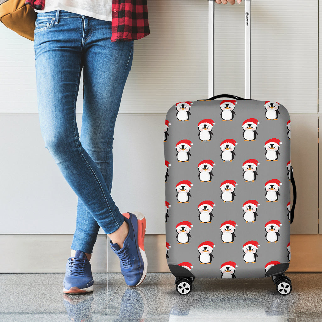 Christmas Santa Penguin Pattern Print Luggage Cover