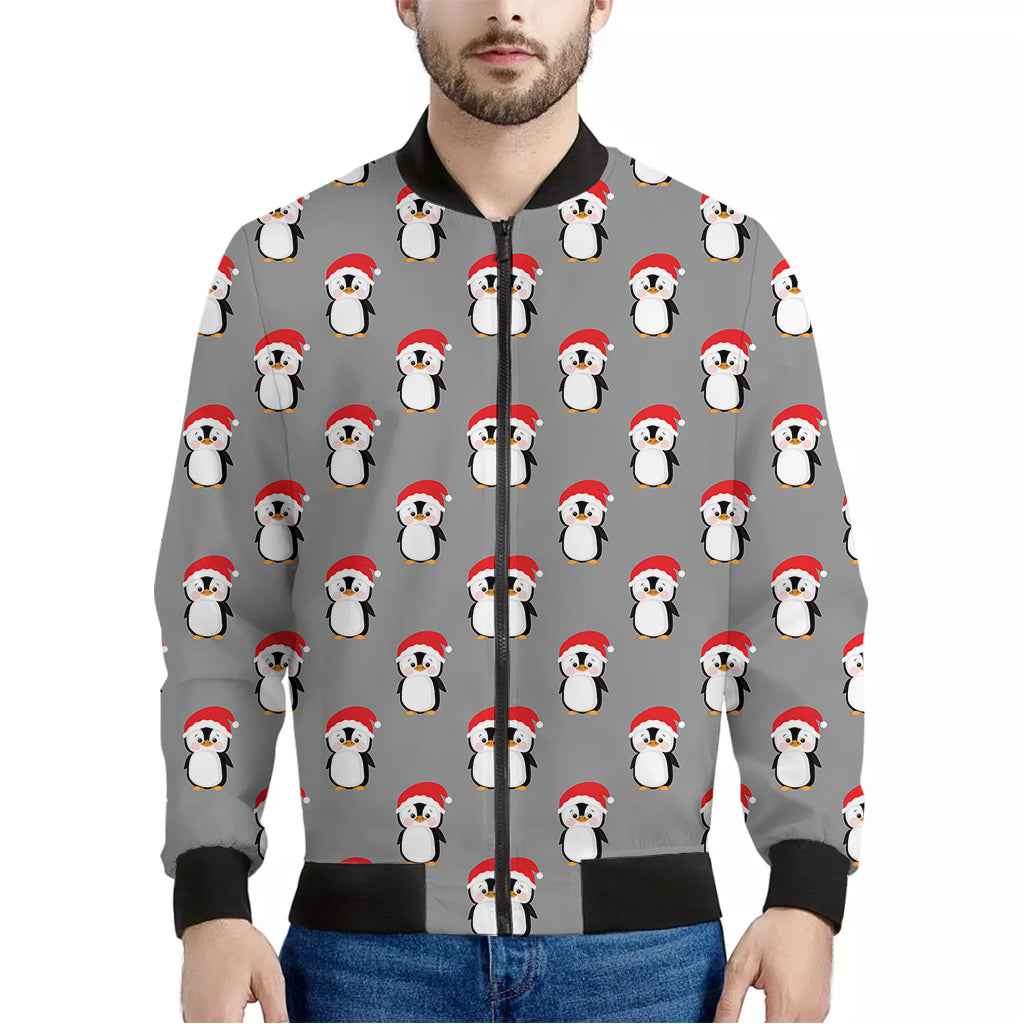 Christmas Santa Penguin Pattern Print Men's Bomber Jacket