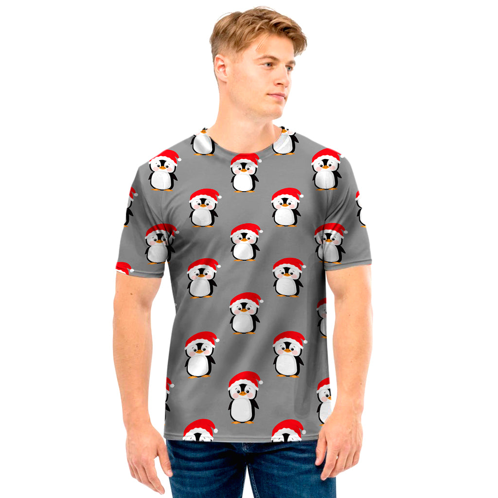 Christmas Santa Penguin Pattern Print Men's T-Shirt